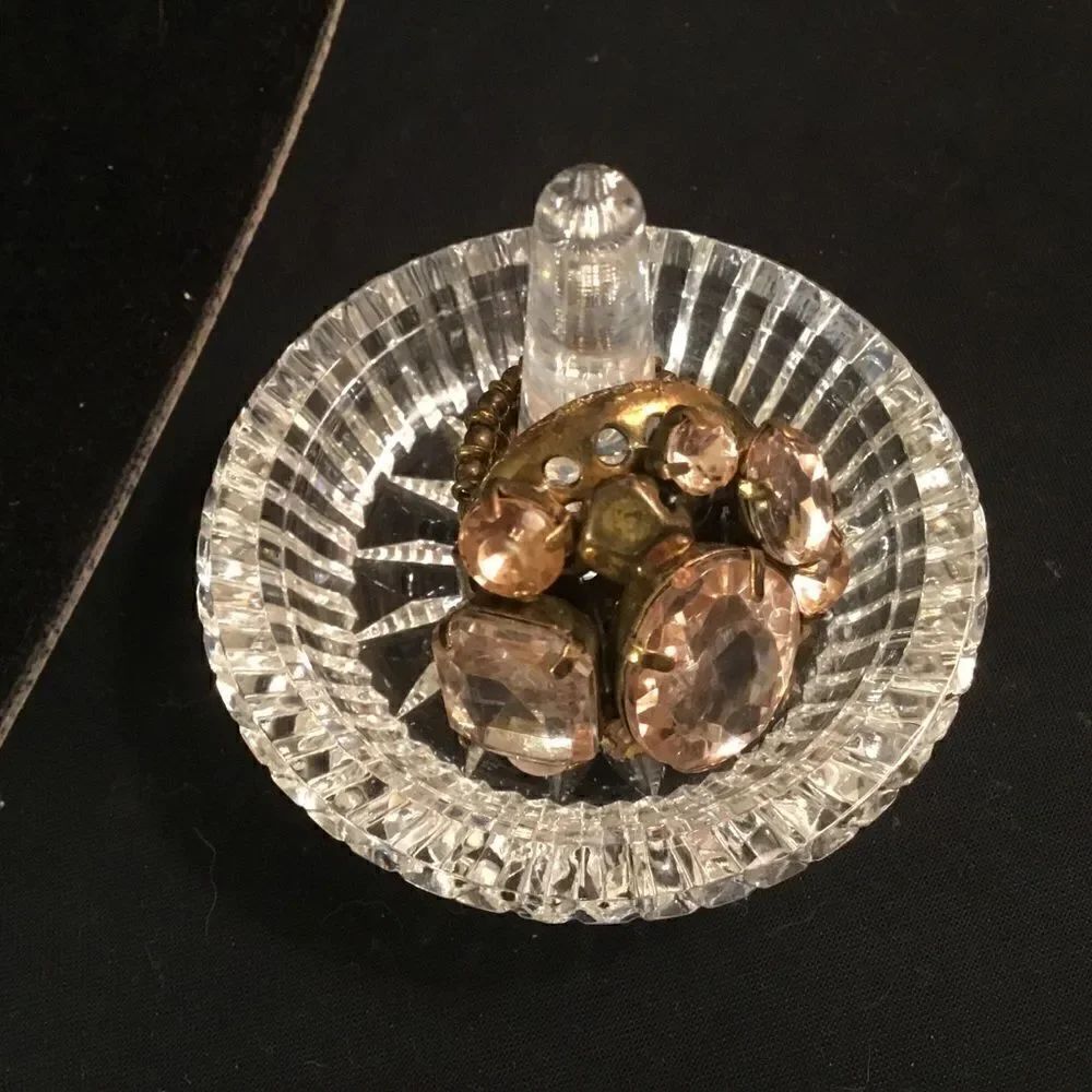 Adjustable Stretch Elasticized Coppertone & Crystal Ring
